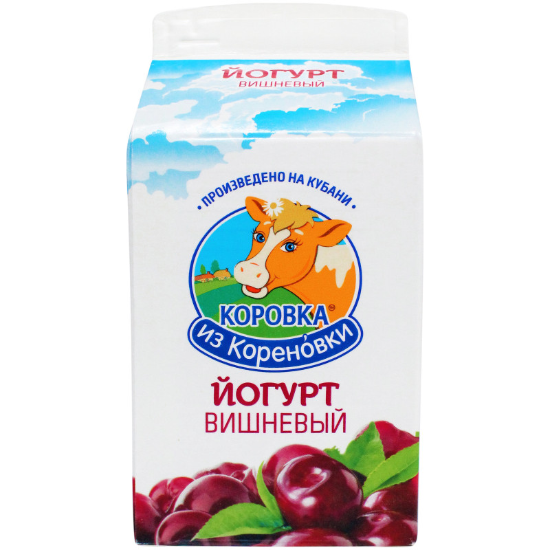 Йогурт Коровка Из Кореновки вишнёвый 2.1%, 450мл — фото 1