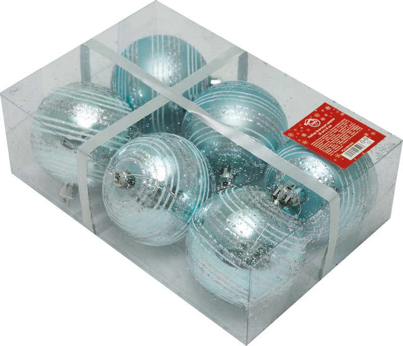 Набор ёлочных шаров Santa Club 8см в ассортименте HV8006-1287A02, 6шт — фото 2