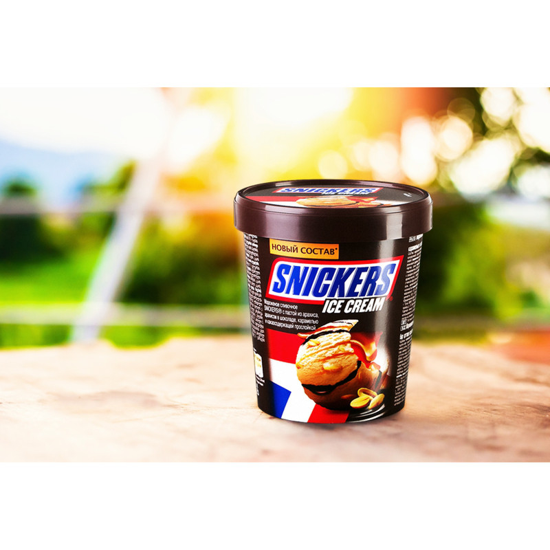 Мороженое сливочное Snickers с пастой из арахиса 8.5%, 340г — фото 4