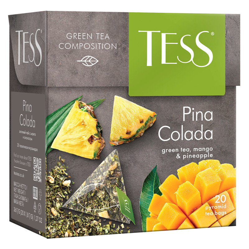 Чай Tess Pina Colada зелёный в пирамидках, 20х1.8г — фото 2