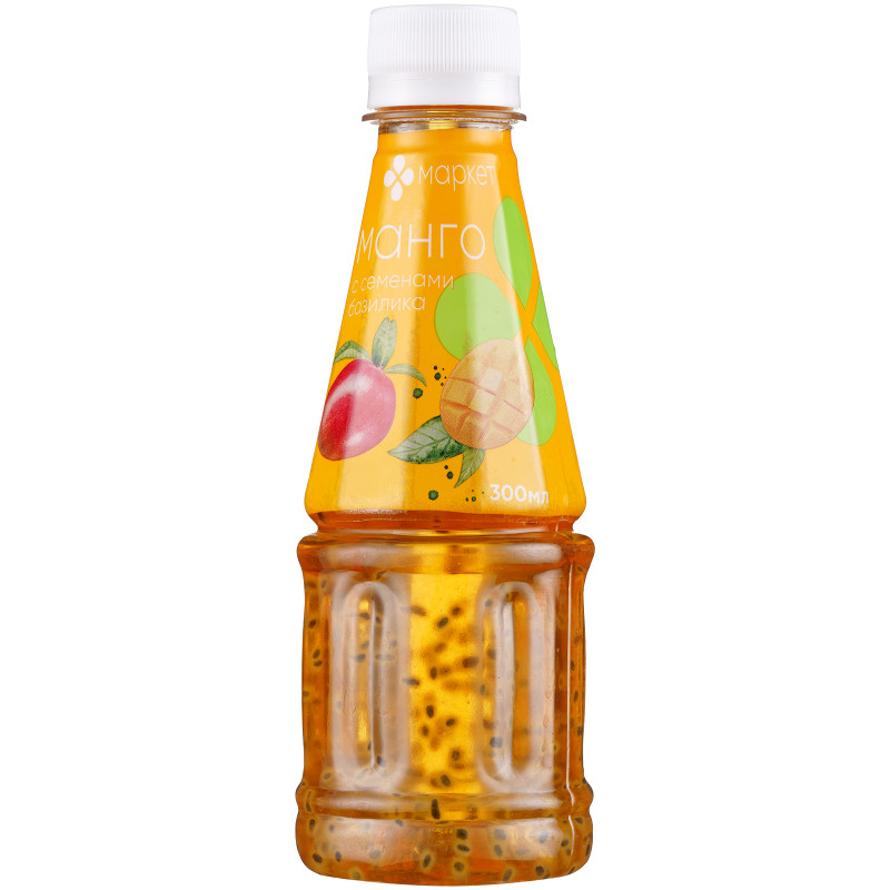 Напиток со вкусом Манго и семенами базилика безалкогольный негазированный Маркет, 300мл — фото 1