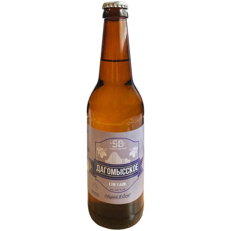 Пиво Дагомысское Светлое пастеризованное фильтрованное 4,5%, 450мл