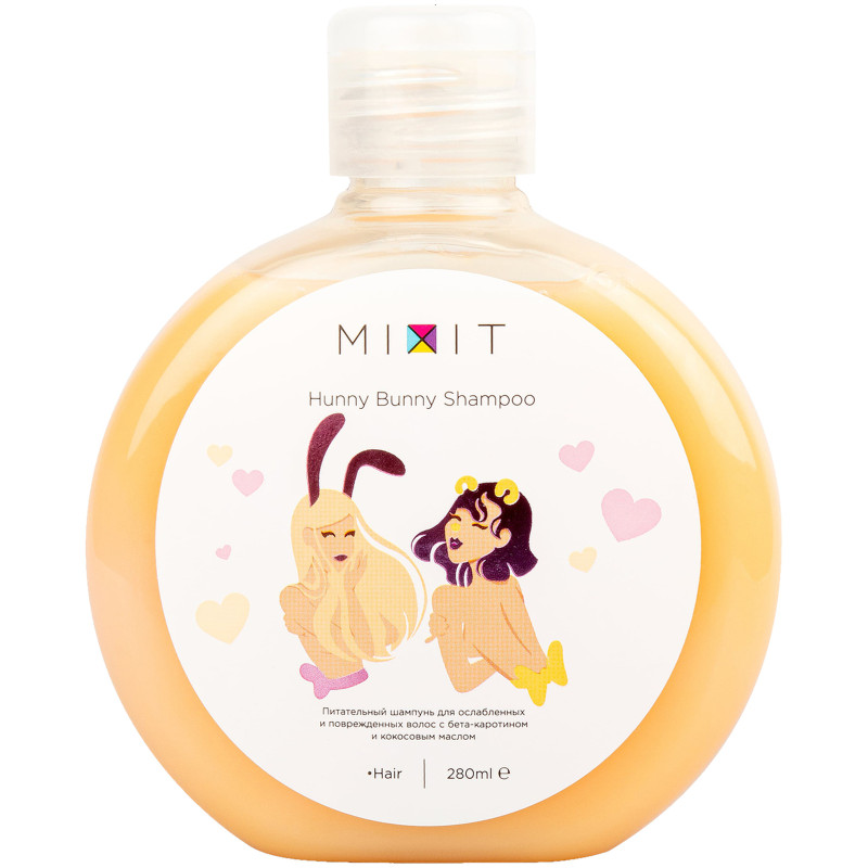 Шампунь Mixit Hunny Bunny питательный для ослабленных волос бета-каротин и кокосовое масло, 280мл