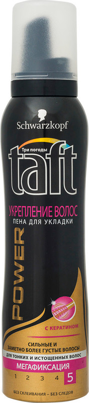 Пенка для волос Taft Power укрепление волос мегафиксация, 150мл