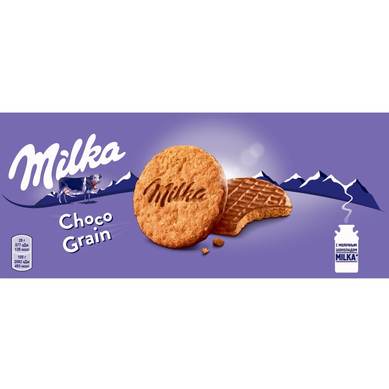 Печенье Milka с овсяными хлопьями в молочным шоколаде, 126г