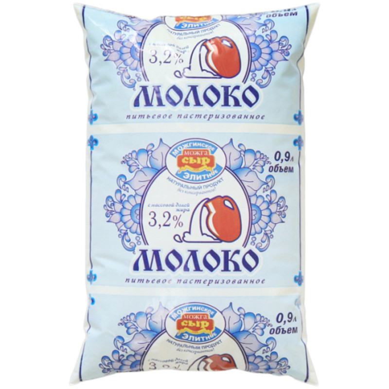 Молоко Можгасыр питьевое пастеризованное 3.2%, 900мл
