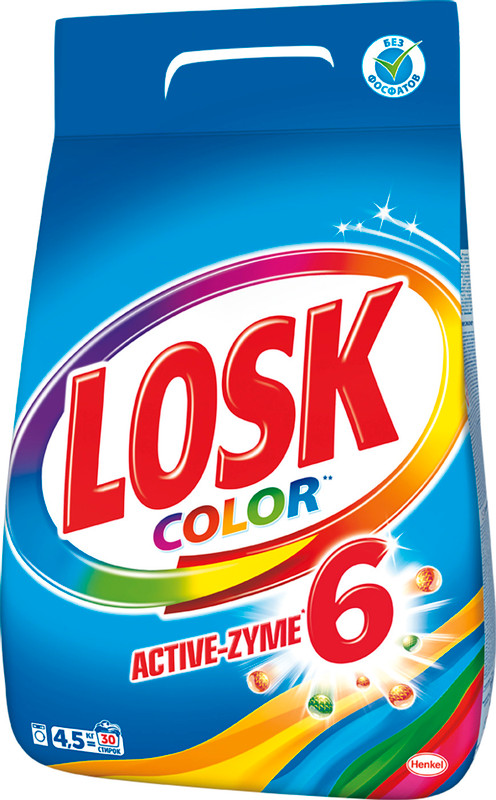 Порошок стиральный Losk Active-Zyme 6 Color, 4.5кг