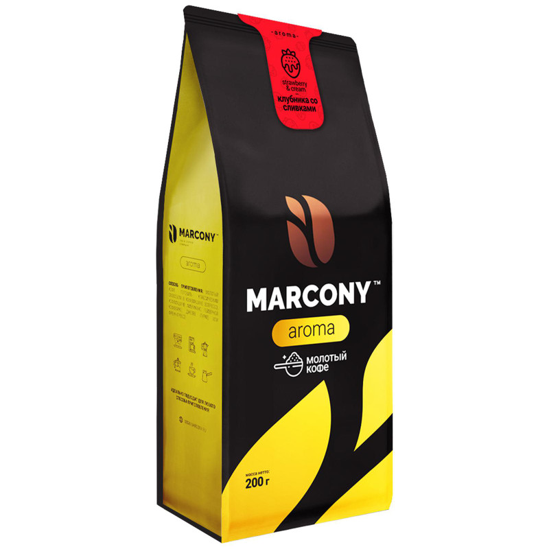 Кофе Marcony Арома со вкусом клубники со сливками, 200г — фото 1