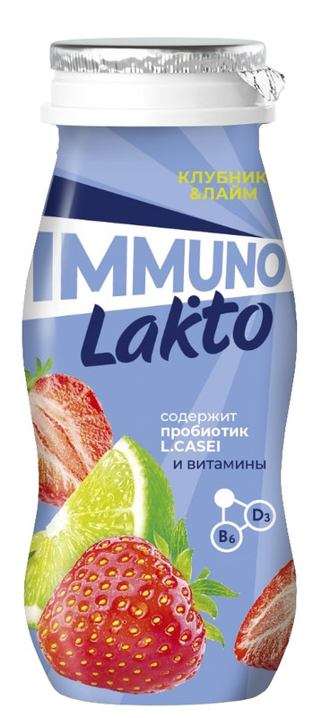 Продукт кисломолочный Immuno Lakto детский с клубникой и лаймом 2.5%, 100г