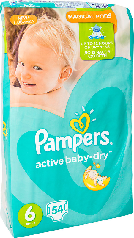 Подгузники Pampers Active Baby-Dry Extra Large р.6 15+кг, 54шт