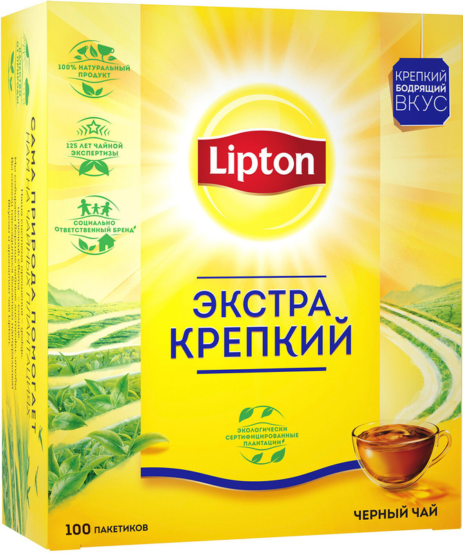 Чай Lipton Экстра чёрный крепкий в пакетиках, 100х2.2г — фото 7