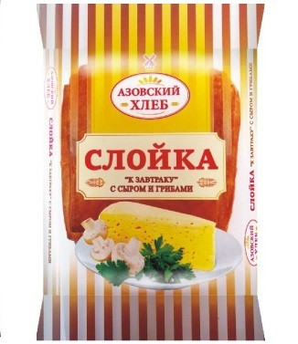 Слойка Азовский Хлеб с сыром и грибами, 80г