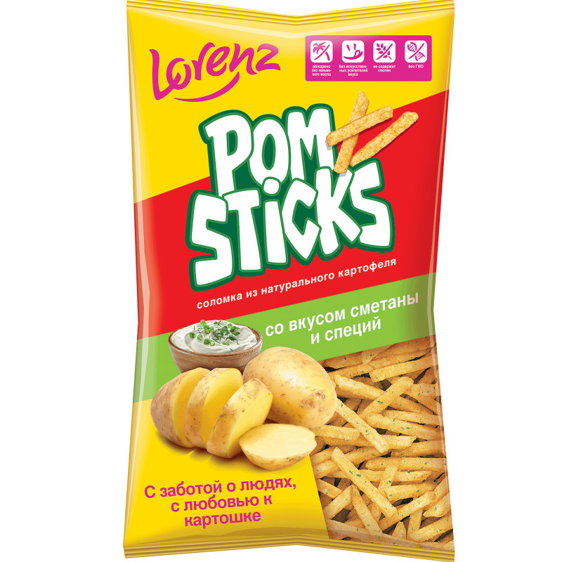 Чипсы Pomsticks картофельные соломкой со вкусом сметаны и специй, 200г — фото 1