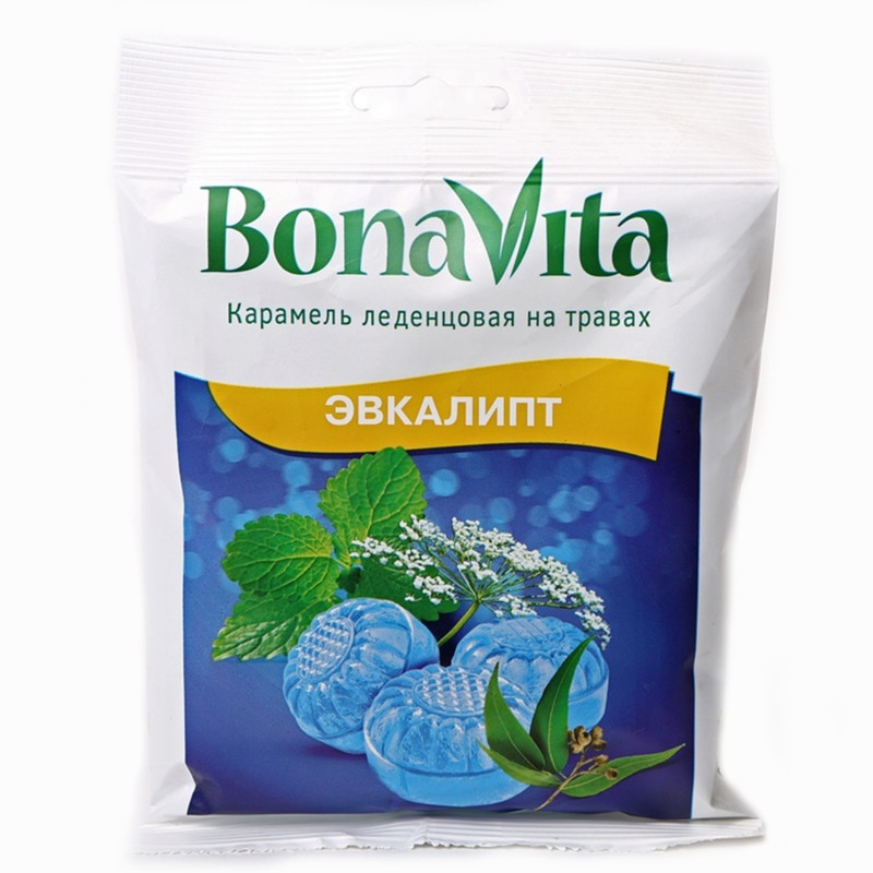 БАД к пище Bona Vita Карамель леденцовая Эвкалипт с витамином С, 60г