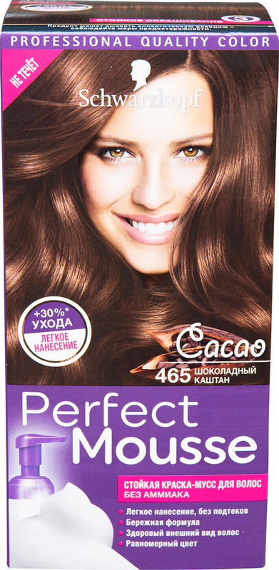 Краска-мусс для волос Perfect Mousse шоколадный каштан 465, 92.5мл