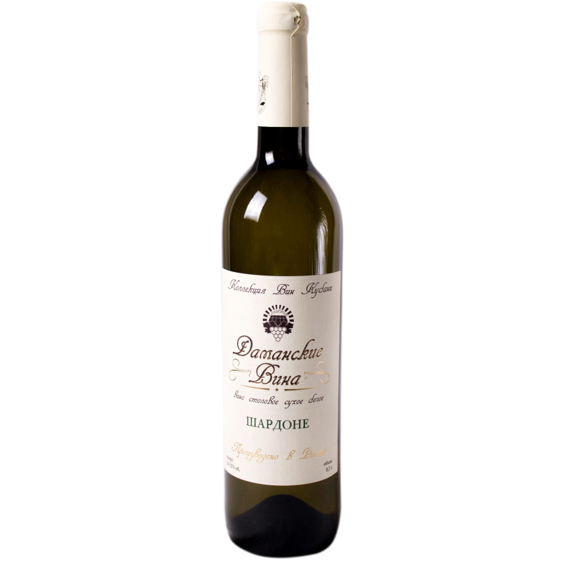 Вино Даманские вина Шардоне белое сухое 10-12%, 700мл