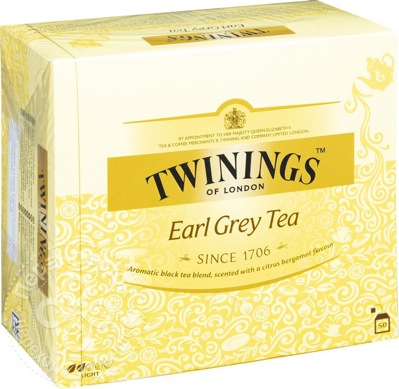 Чай Twinings Эрл Грей чёрный байховый с ароматом бергамота в пакетиках, 50х2г — фото 1