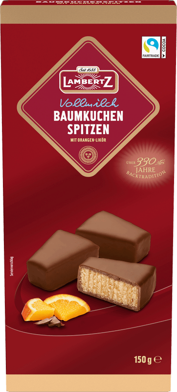 Конфеты Lambertz Baumkuchen с апельсиновым ликёром в молочном шоколаде, 150г — фото 1