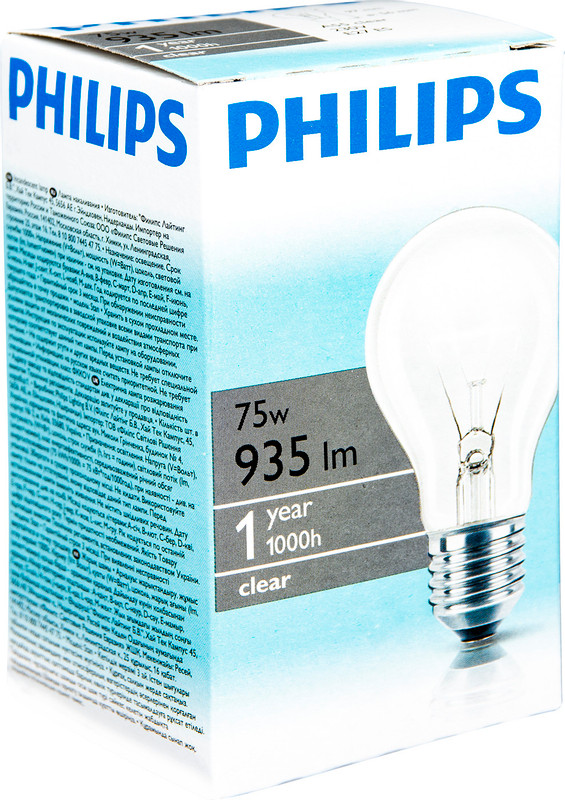 Лампа накаливания Philips А55 E27 75W прозрачная — фото 3