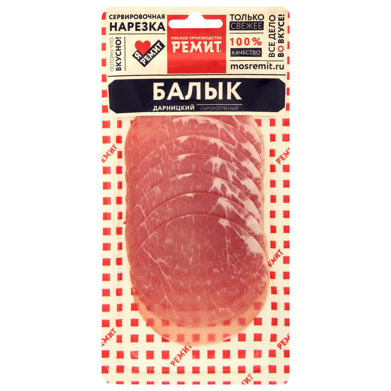 Балык свиной Ремит Дарницкий сырокопчёный нарезка, 100г — фото 1