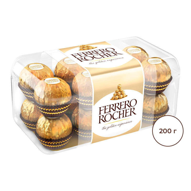 Конфеты Ferrero Rocher молочный шоколад и лесной орех, 200г
