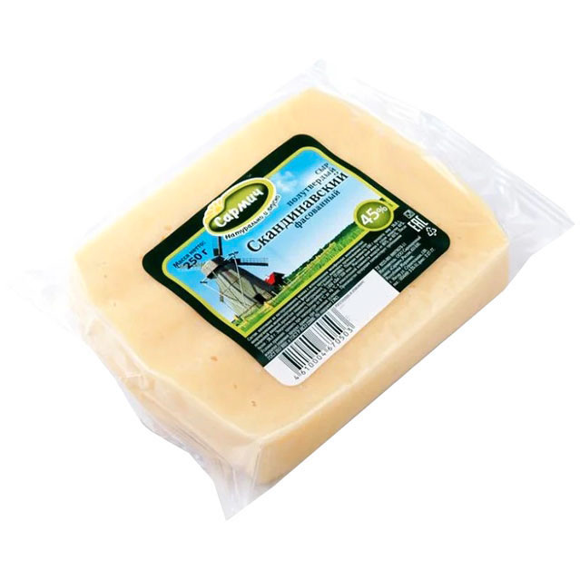 Сыр полутвёрдый Сармич Скандинавский 45%, 250г