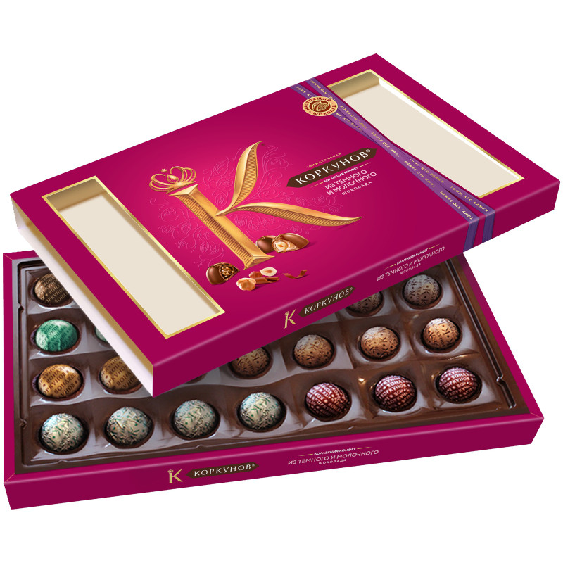 Конфеты Коркунов Большая коллекция шоколадные из тёмного и молочного шоколада, 256г — фото 1