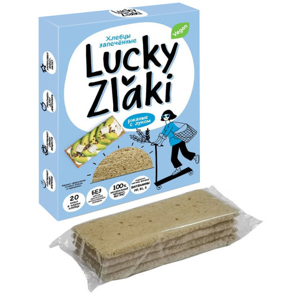 Хлебцы Lucky Zlaki Ржаные с луком хрустящие запечённые