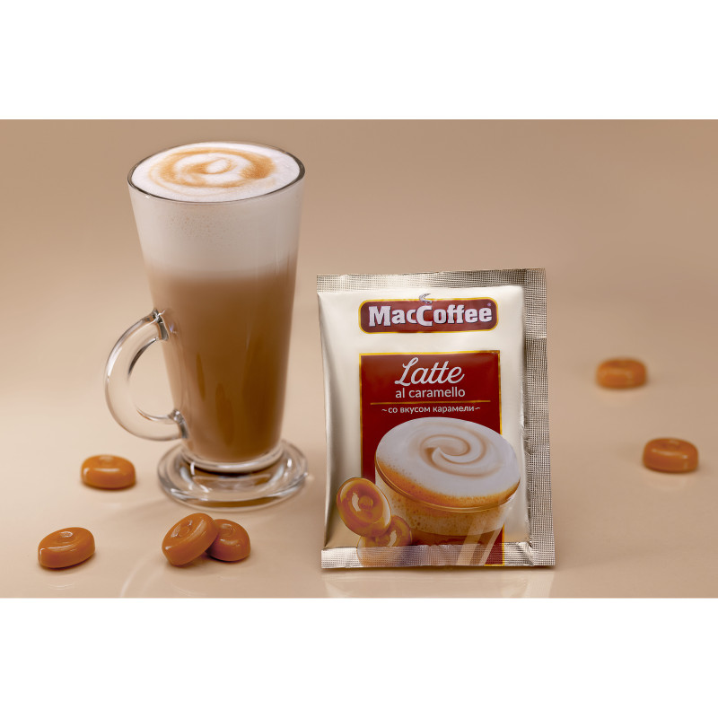 Напиток кофейный MacCoffee Latte растворимый 3 в 1 со вкусом карамели, 22г — фото 2