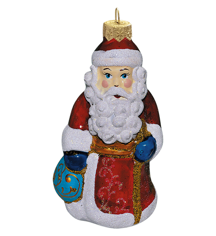 Украшение ёлочное Дед Мороз с посохом стекло ФУ-61174