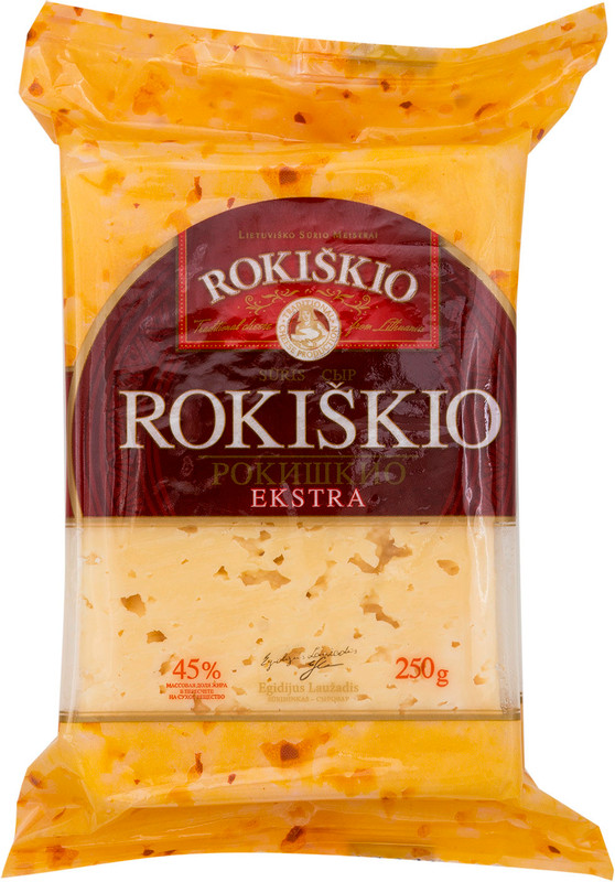Сыр полутвёрдый Rokiskio Ekstra 45%, 250г — фото 1