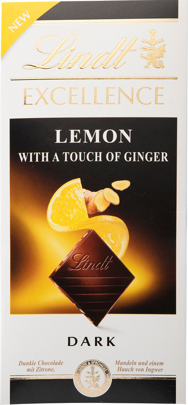 Шоколад тёмный Lindt Excellence с лимоном и имбирем, 100г