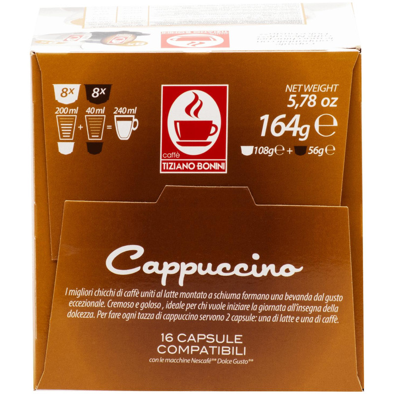 Кофе в капсулах Caffe Tiziano Bonini Cappuccino натуральный жареный молотый, 16x11г — фото 1