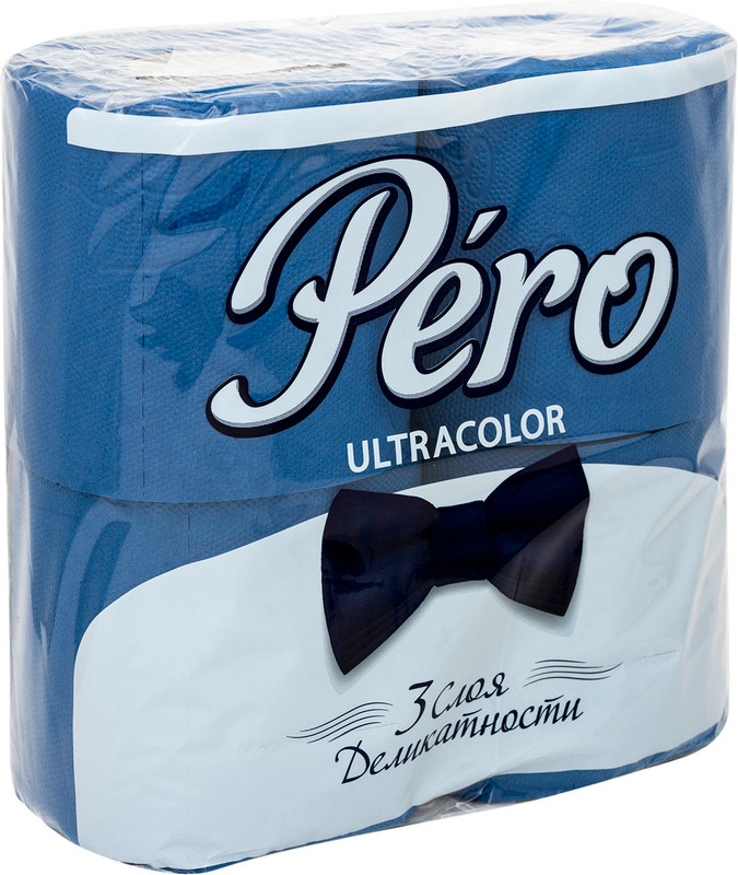 Бумага туалетная Pero Ultracolor 4шт синяя 3 слоя — фото 1