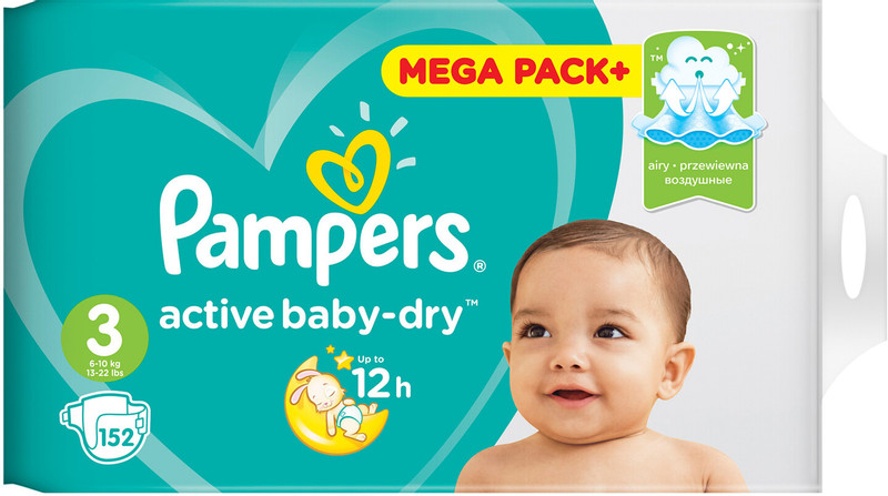 Подгузники Pampers Active Baby-Dry Midi р.3 6-10кг, 152шт — фото 3