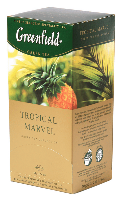 Чай Greenfield Tropical Marvel зелёный в пакетиках, 25x2г — фото 1