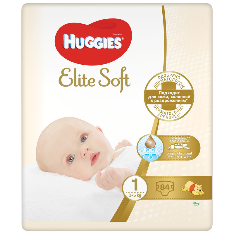 Подгузники Huggies Elite Soft р.1 3-5кг, 84шт