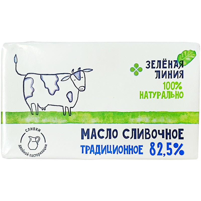 Масло сладкосливочное Традиционное несолёное 82.5% Зелёная Линия, 180г - купить с доставкой в Москве в Перекрёстке