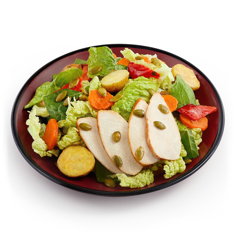 Салат с запеченной курицей, овощами и соусом разнотравье Шеф Перекрёсток, 200г — фото 2