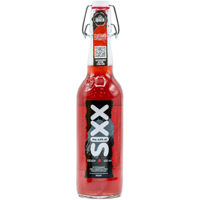 Напиток пивной Sixx вишня нефильтрованный осветлённый пастеризованный 6%, 500мл