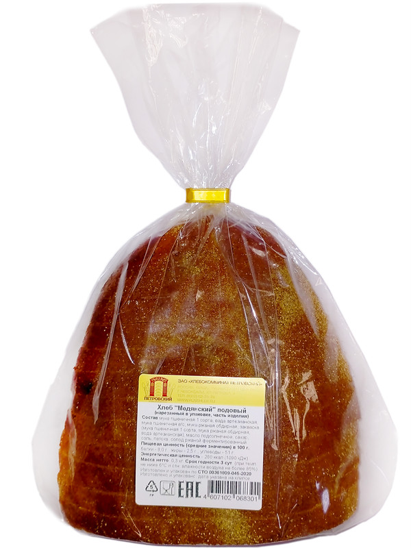 Хлеб Хлебокомбинат Петровский Медянский подовый в нарезке, 300г — фото 1