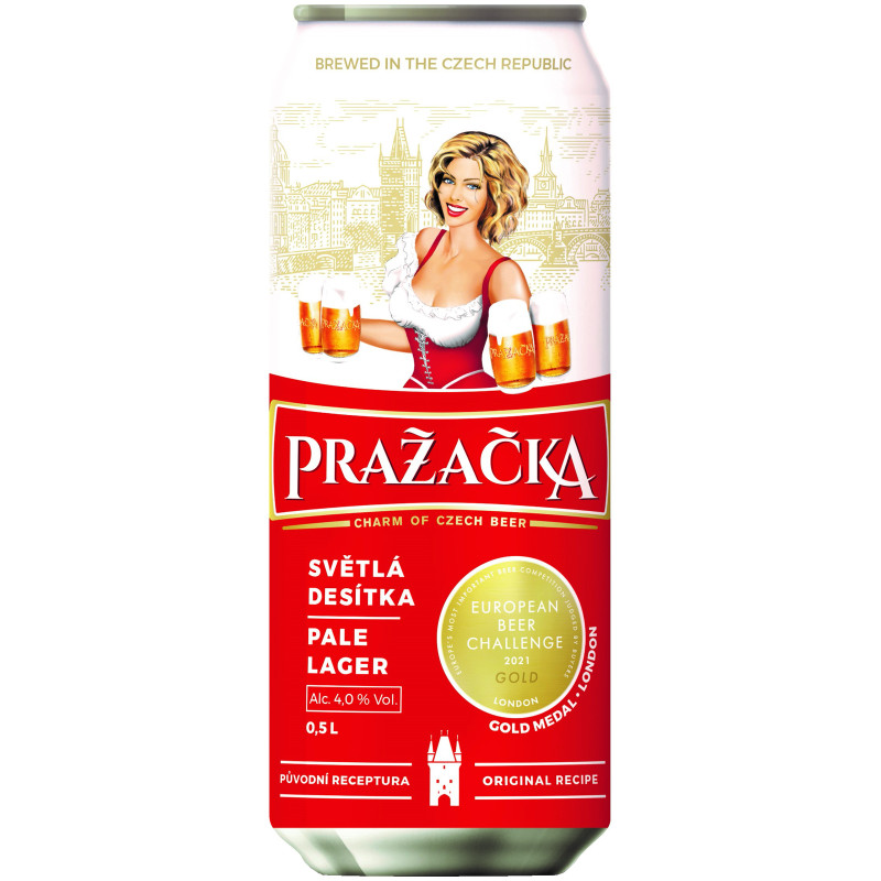 Пиво Prazacka Чешское классическое светлое 4%, 500мл — фото 1