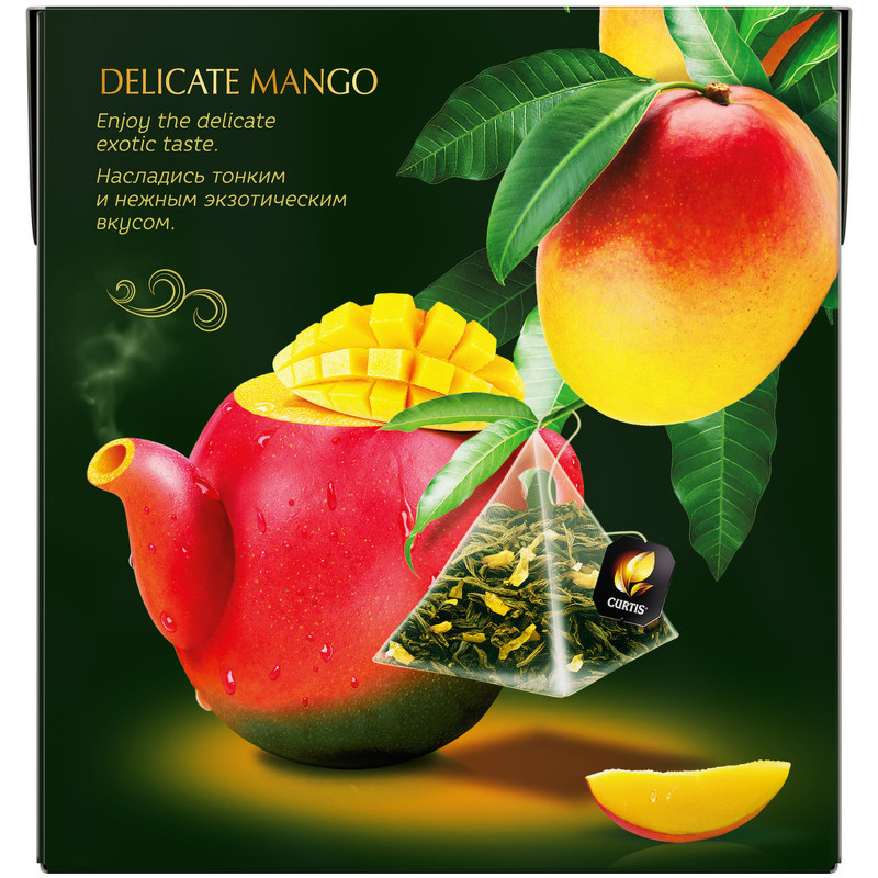 Чай Curtis Delicate Mango зелёный в пирамидках, 20х1.8г — фото 5