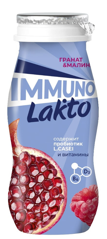 Продукт кисломолочный Immuno Lakto с гранатом и малиной 2.5%, 100мл