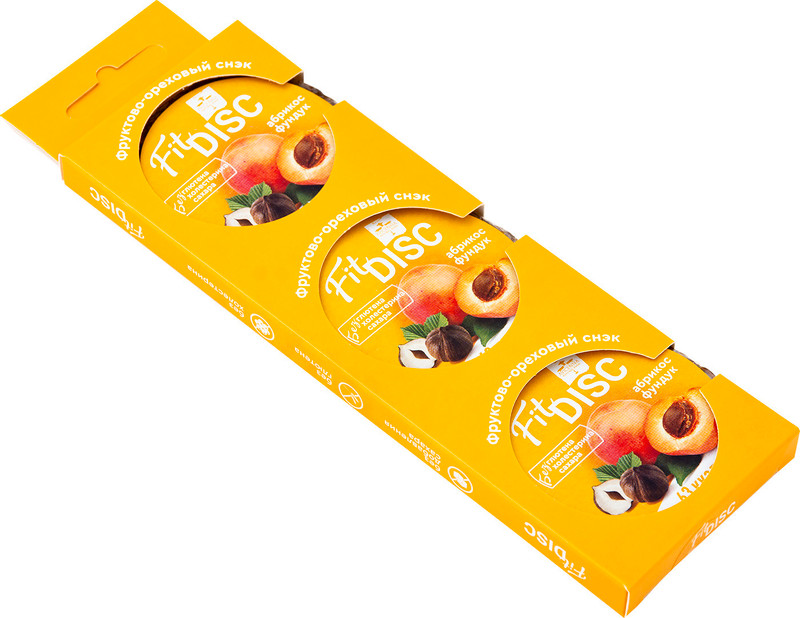 Снэк Fit Disc фруктово-ореховый с абрикосом и фундуком без глютена, 3х25г — фото 2