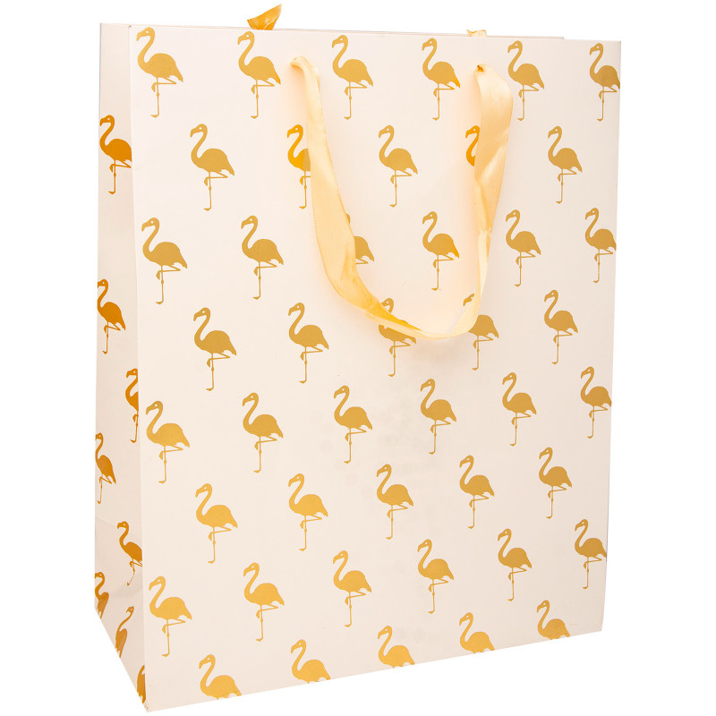 Пакет подарочный Золотое перо-Фламинго-Ананас в ассортименте, 26х32х10см — фото 1