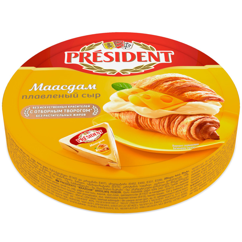 Сыр плавленый President Маасдам 8 долек 45%, 140г — фото 1