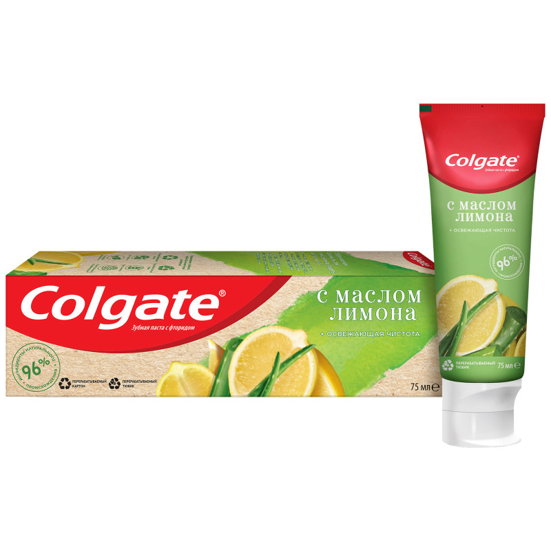 Зубная паста Colgate Naturals Освежающая чистота с маслом лимона с фторидом, 75мл — фото 1