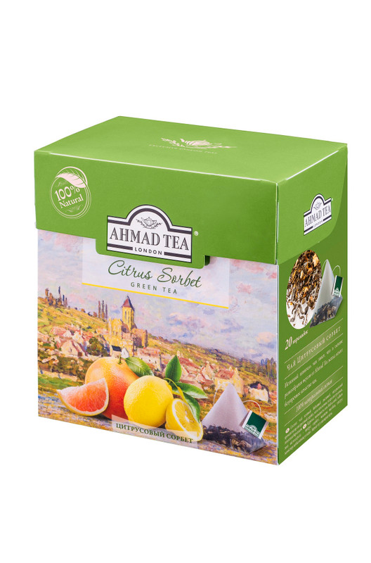 Чай Ahmad Tea Цитрусовый сорбет зелёный в пирамидках, 20х1.8г