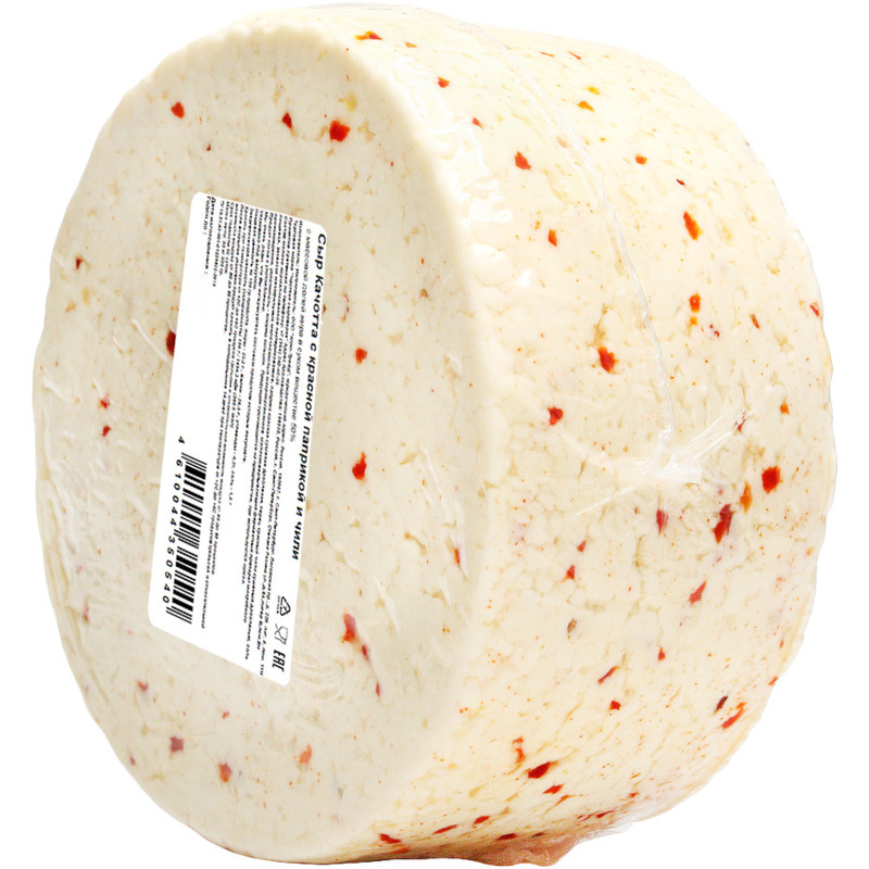 Сыр Частная Сыроварня Качотта с красной паприкой и чили полутвердый 50% — фото 1
